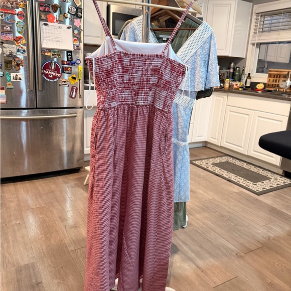 Japna Red Gingham Midi Dress - Picture 3 of 9